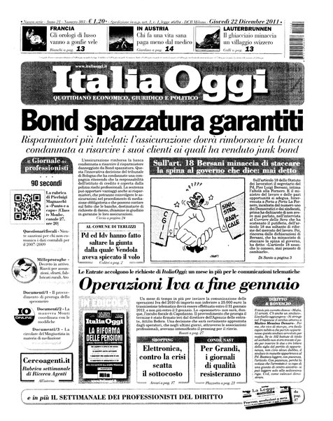 Italia oggi : quotidiano di economia finanza e politica